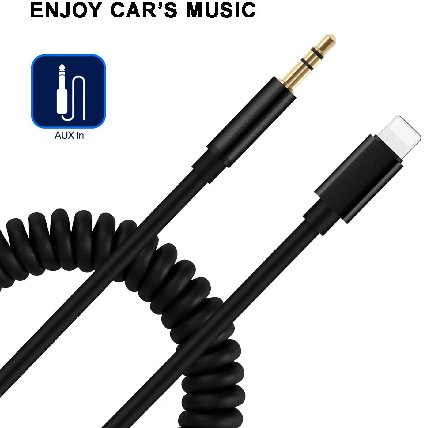 ''Lightning IOS iPhone, iPad Cable to 3.5mm Aux Auxiliary Cable for HEADPHONE, Car Cord (Black)''''''''''